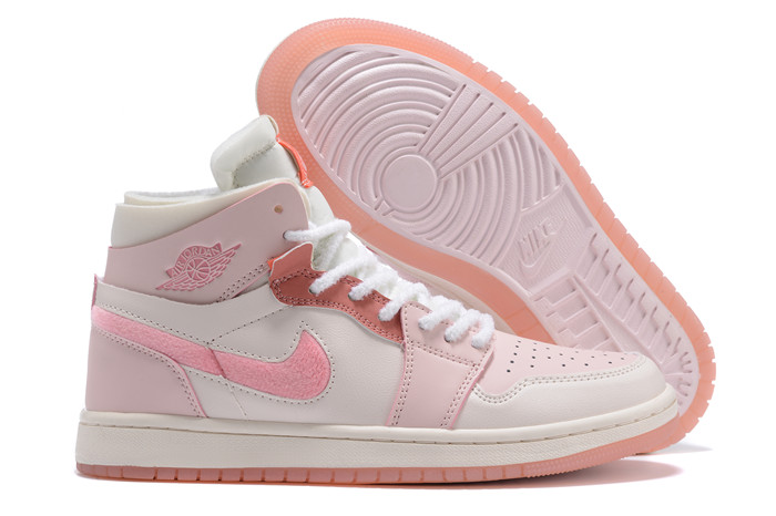Women's Running Weapon Air Jordan 1 Pink/White Shoes 207